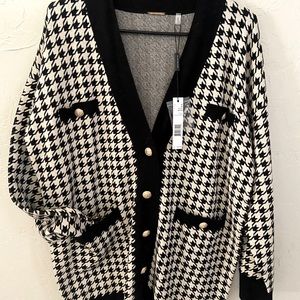 BRAND NEW! Elie Tahiti Houndstooth Cardigan M